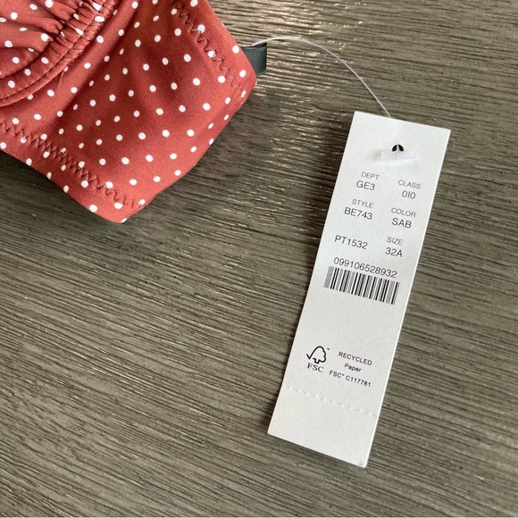 NWT J. Crew Bikini In Polka Dot Sable Brown White Tie Back 32A - Picture 9 of 11